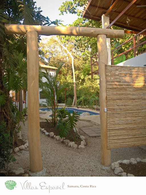 Enter Villas Espavel through this gate and enjoy the peaceful gardens.