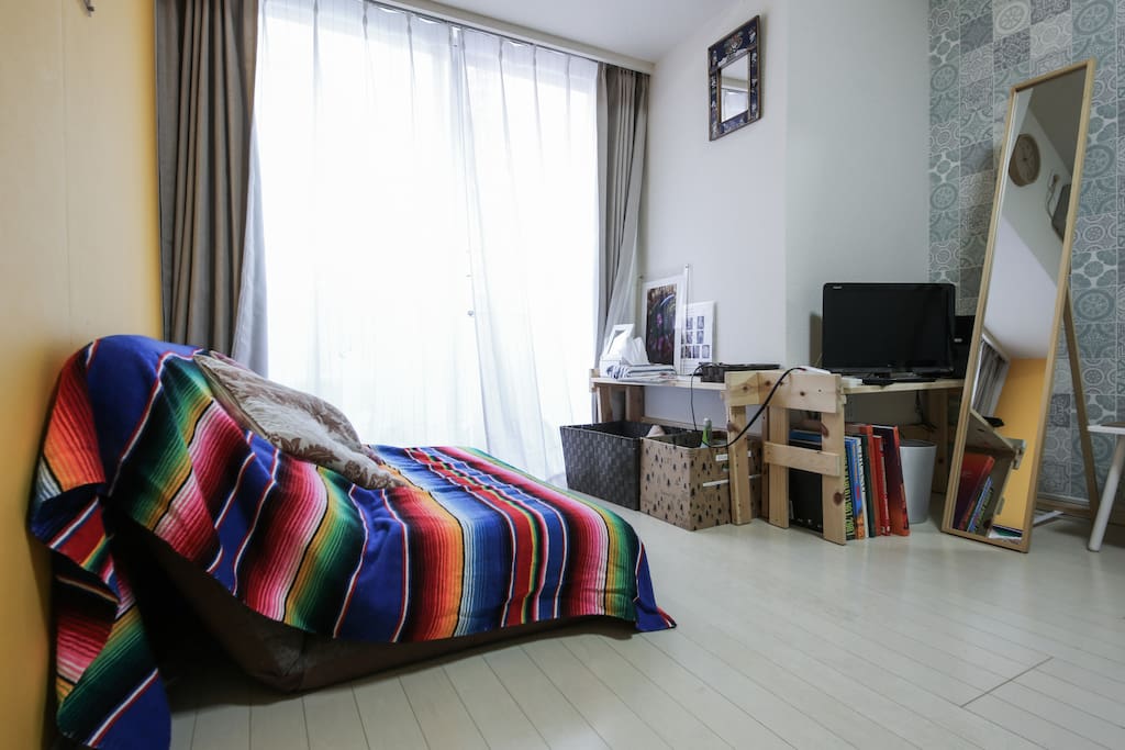 Sofa bed turns into single mattress