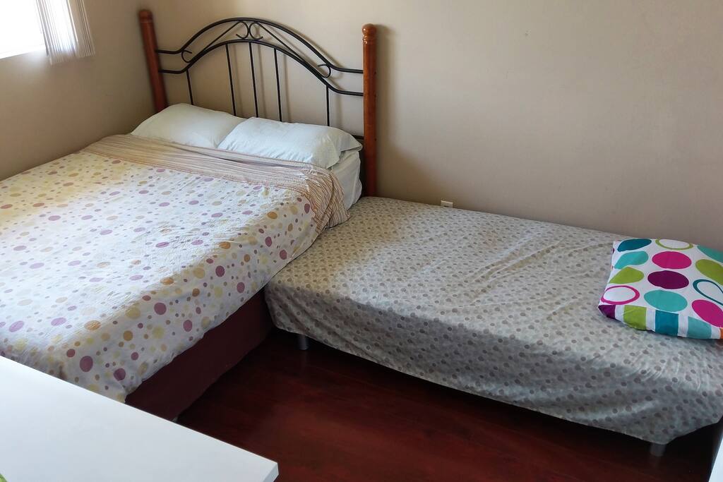 one queen size bed & sofa bed