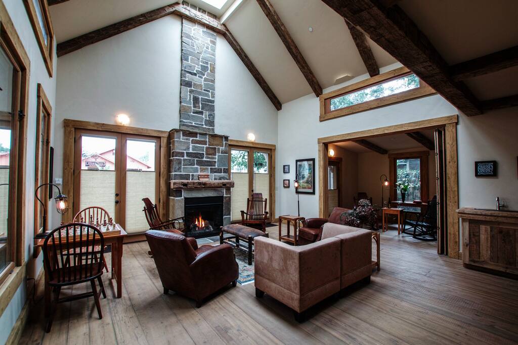 Living room and fireplace
