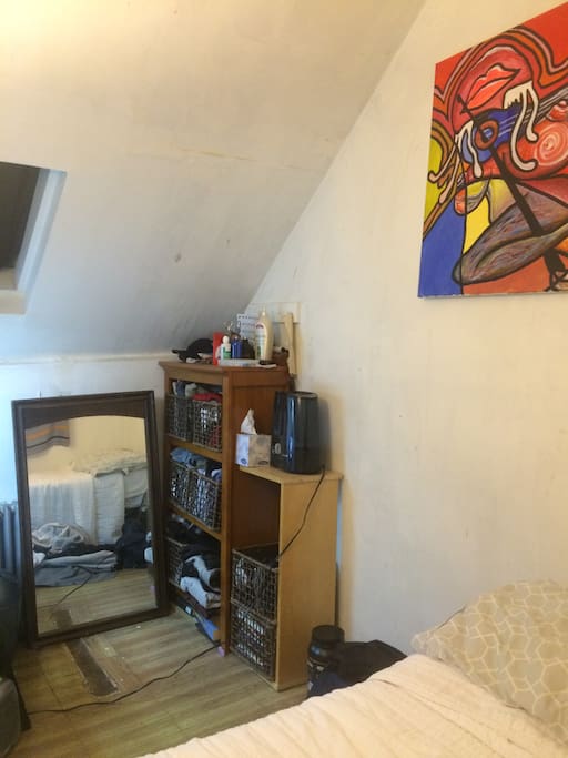 Mirror and clothing storage + books to read :D