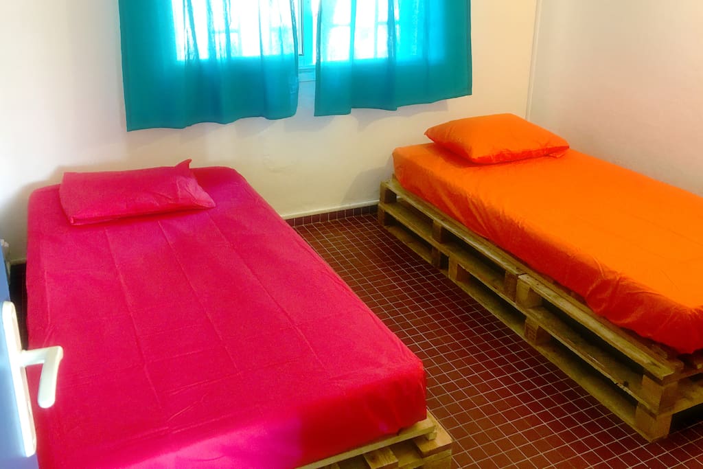 Two single beds, room sleeps 2