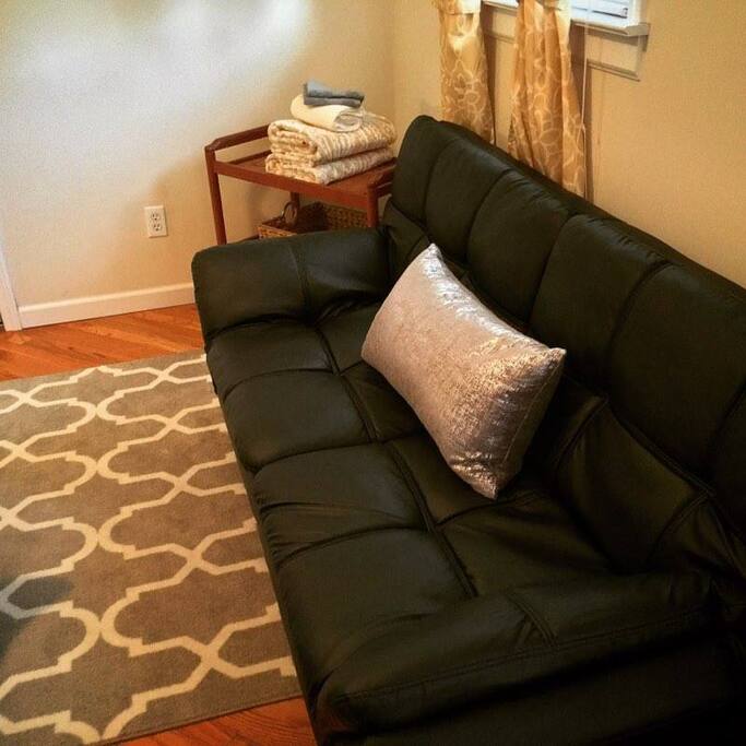 Futon in the main Airbnb room