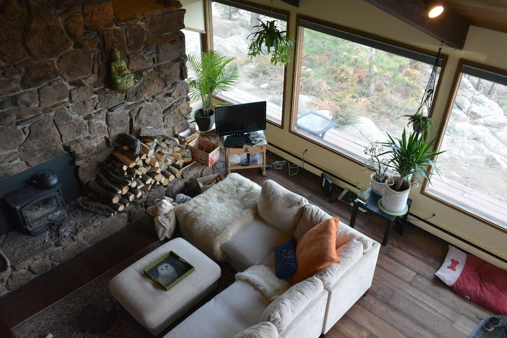 View of the living room from the loft above