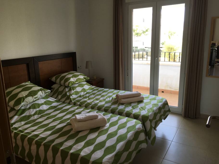 Master bedroom. Twin or double bed.
