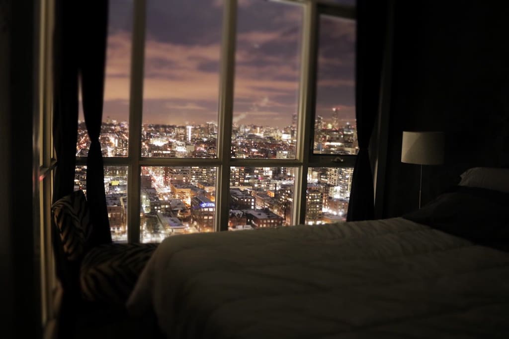 City View from the bed with lights-off