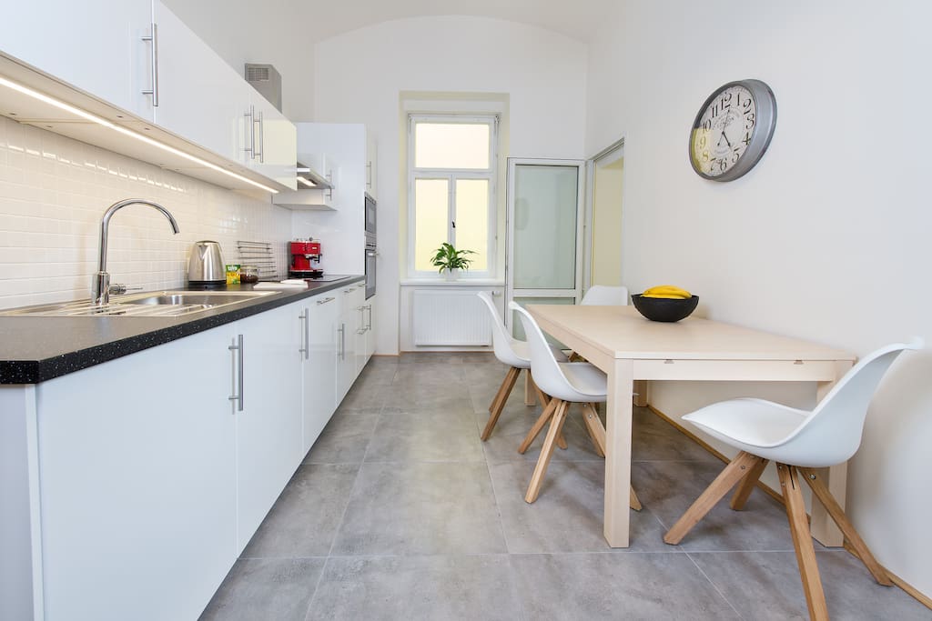 Kitchen: My kitchen is equipped with modern appliances, plates, cutlery
