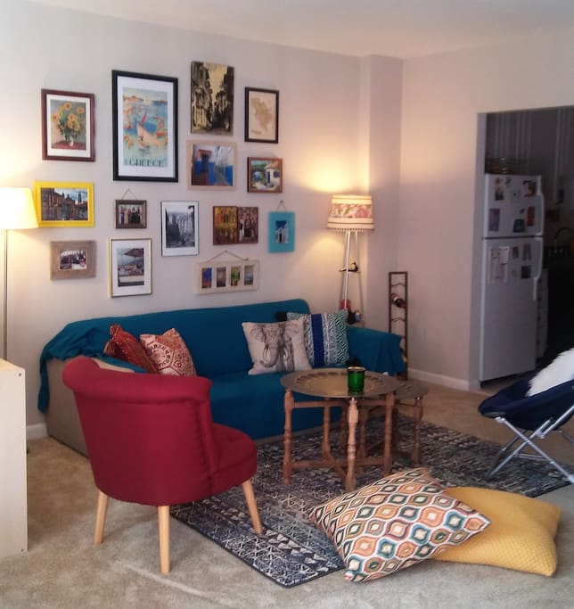 Cozy living room, adjacent to the kitchen