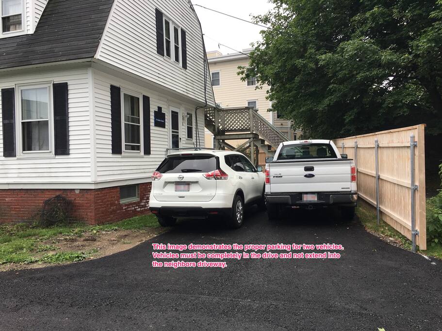 If you have two cars, park as indicated in this image.