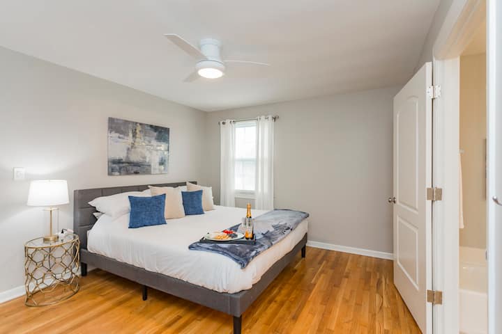 Master Bedroom connects to a full bathroom to the right