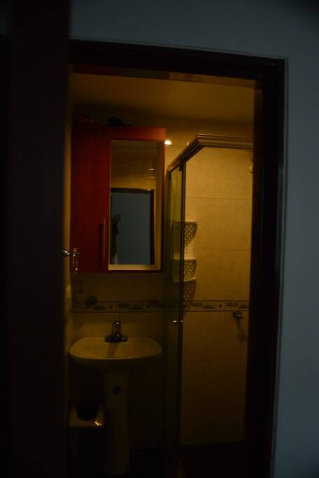 Private bathroom with hot running water