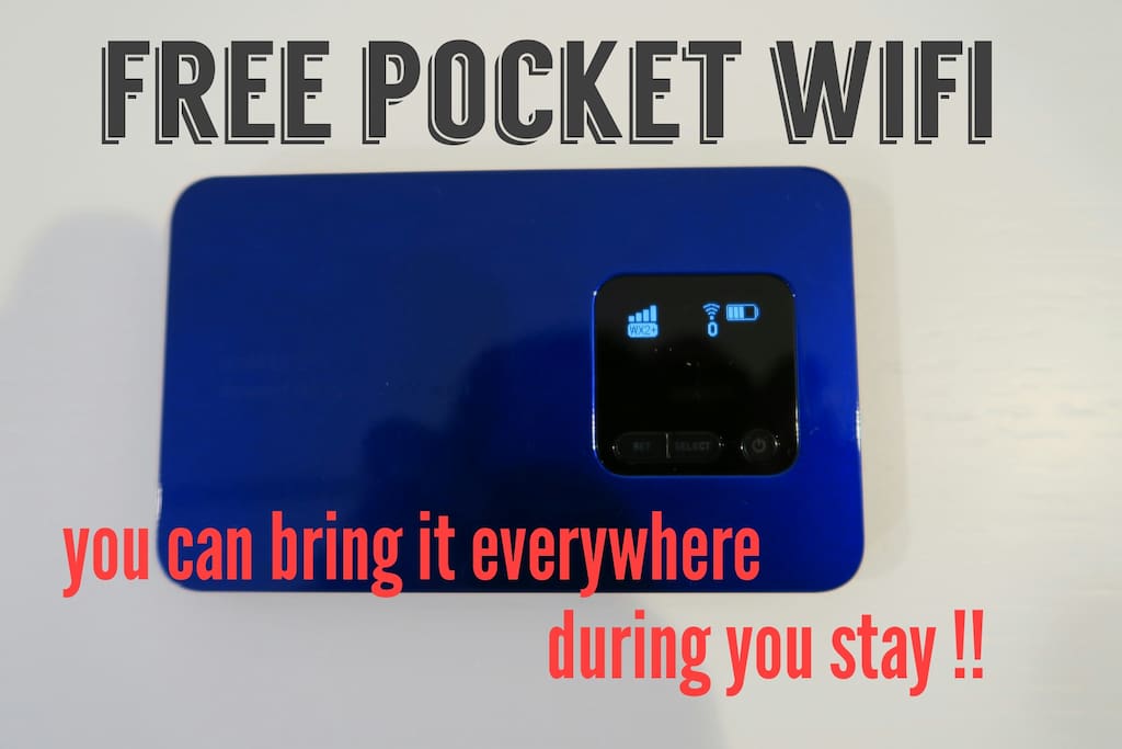 Unlimited free pocket wifi
★You can bring everywhere during your stay!!★