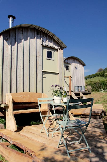 The two huts are all yours a sleeping hut and a kitchen / bathroom hut