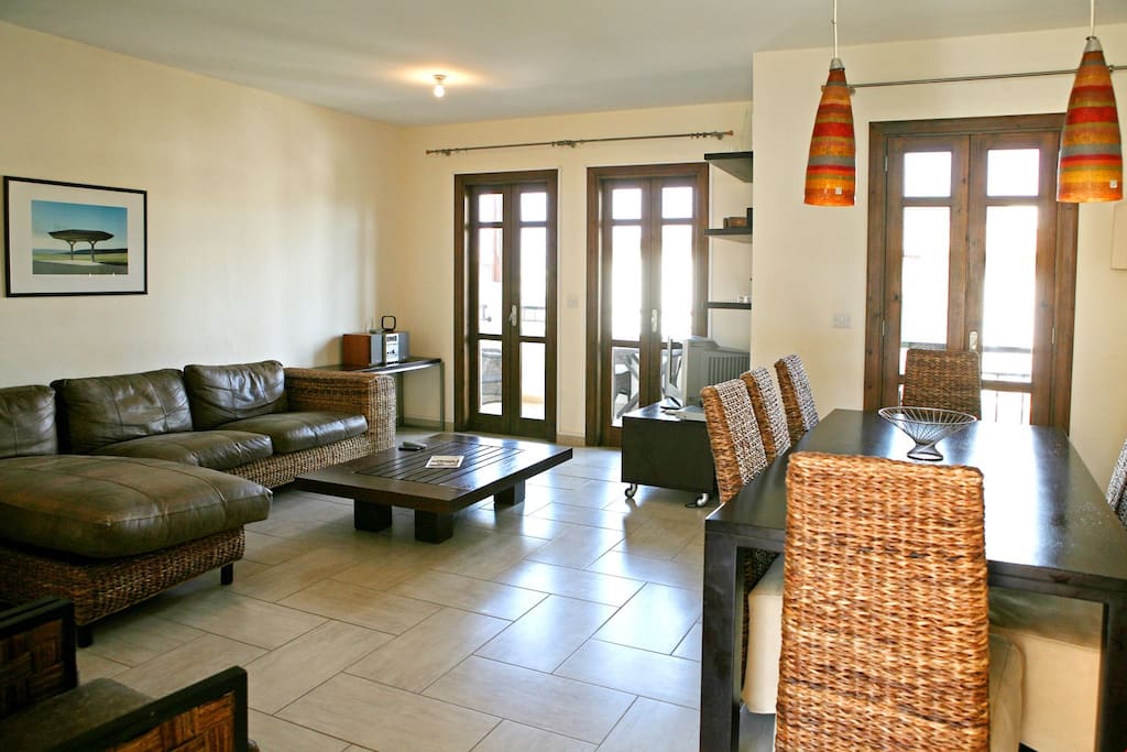 Relax and unwind in you spacious living area after a day at the spa.