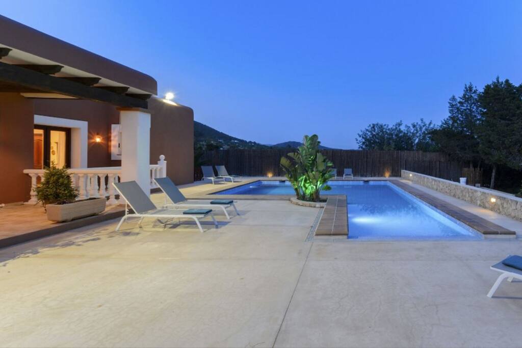 Spacious modern pool area