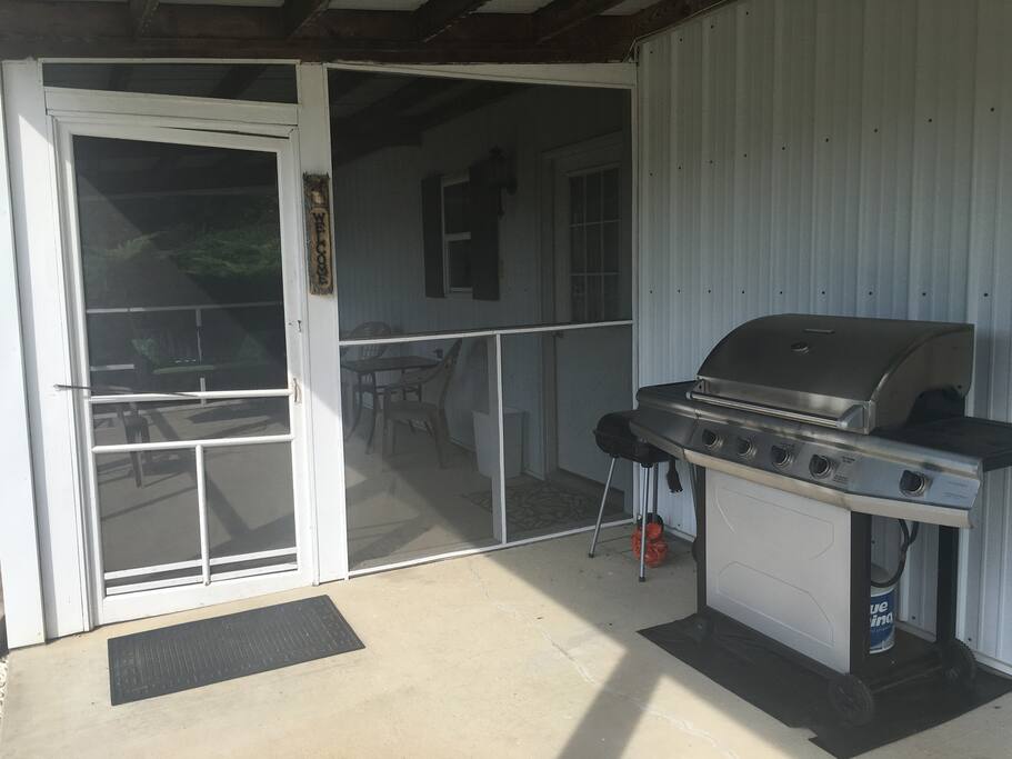 Both a charcoal and propane grill are available.