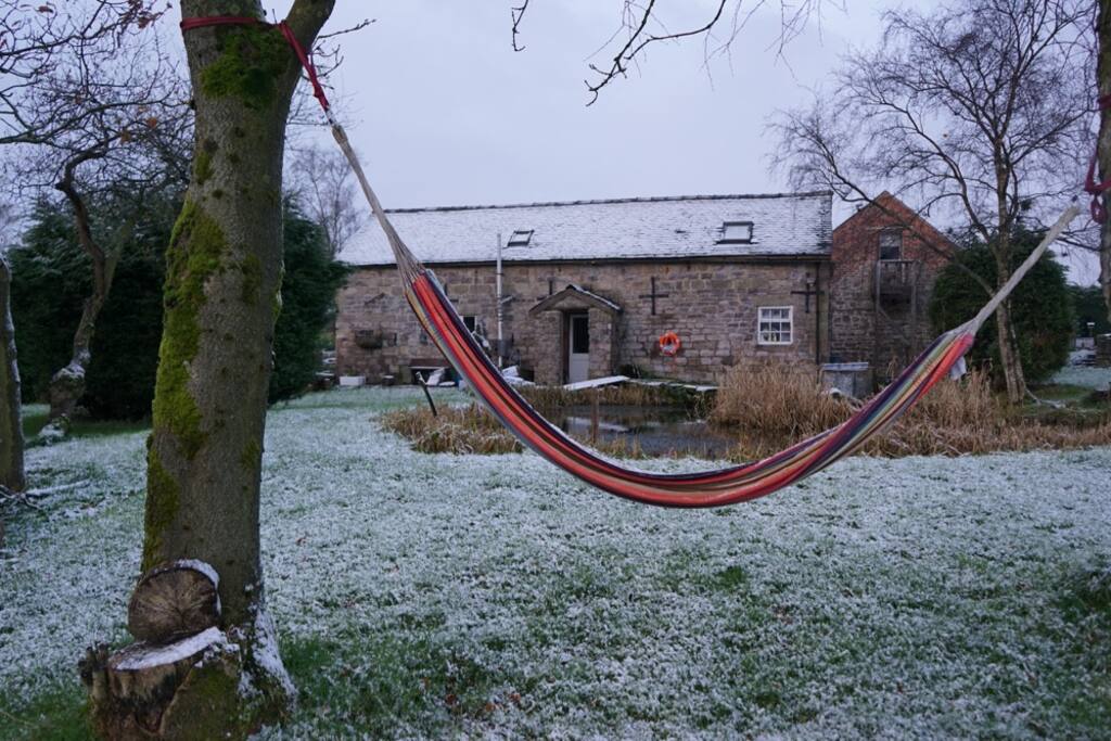 Snowy views of the barn