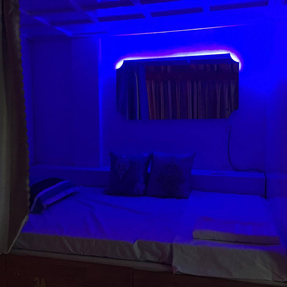 Single bunk bed at night