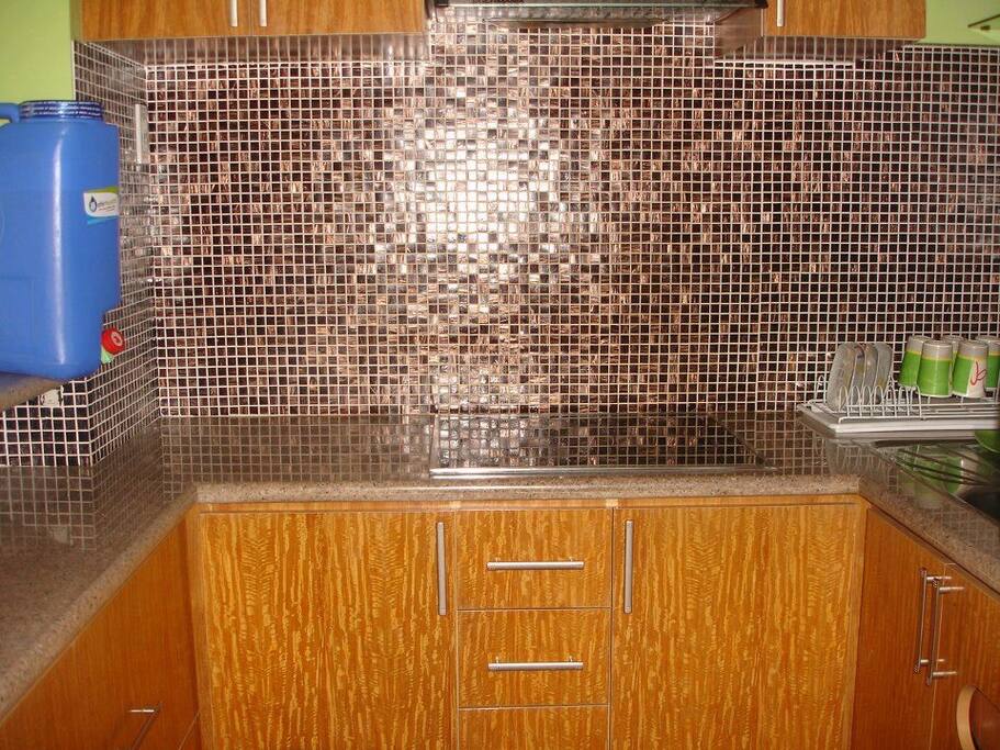 Kitchen with induction plate