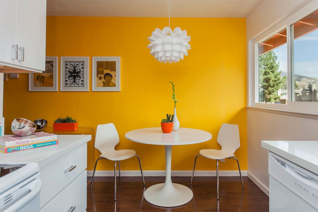 A vibrant modern sunlight kitchen for that morning coffee!