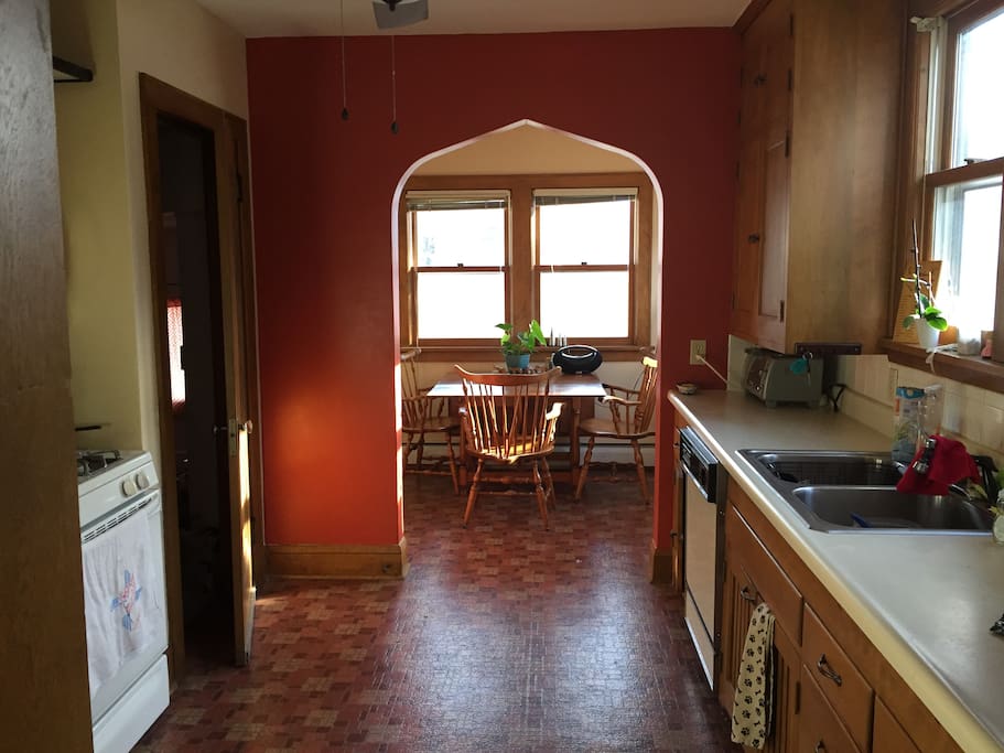 Kitchen with sunny dining area