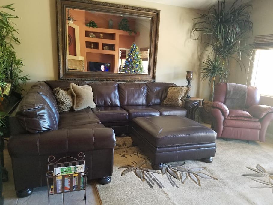 Large sectional with 65" TV