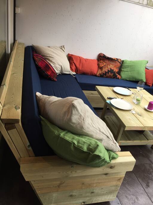 There is light and warming in the ceiling at the balcony, making it a comfortable place to relax in the evening