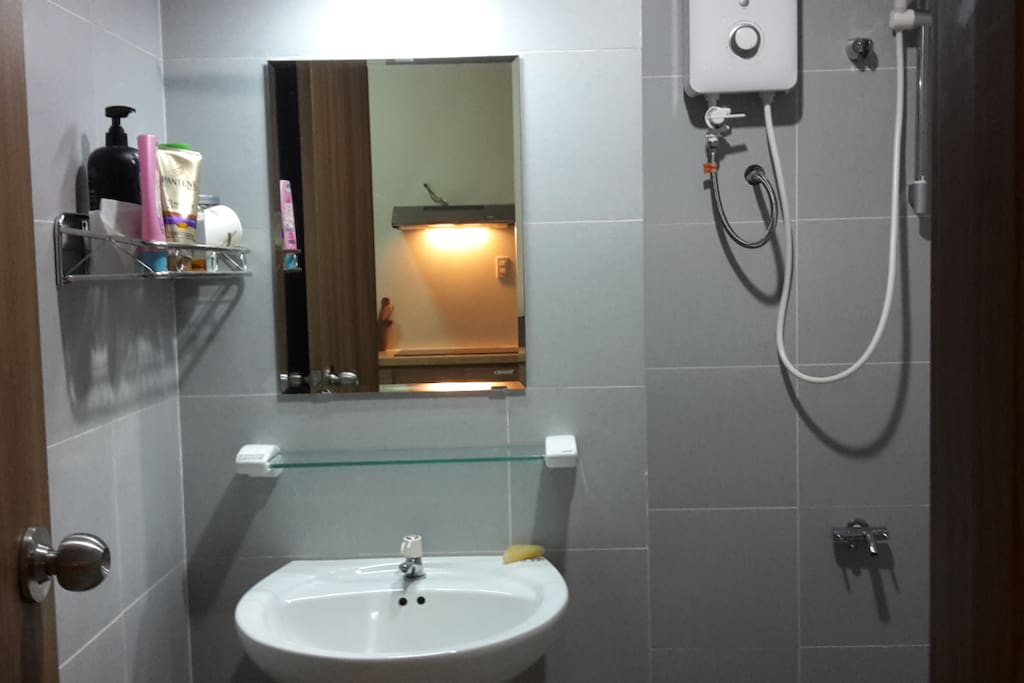 Basic Vietnamese bathroom with hot shower :) toilet and sink