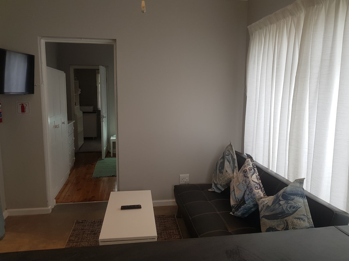 Დასასვენებელი სივრცე ტელევიზორით და ცეცხლმაქრით.