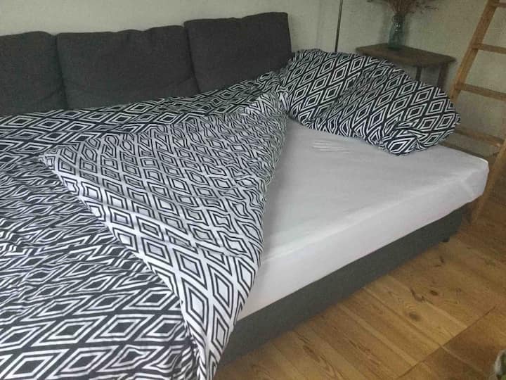 楼下有舒适的沙发床，可供1人或2人使用