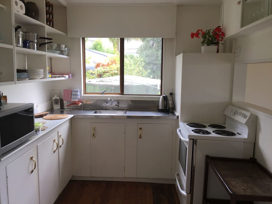 Our kitchen is simple but well equipped.