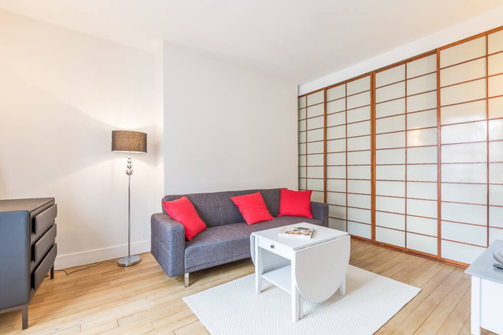 Comfortable living-room with sofa bed for two people