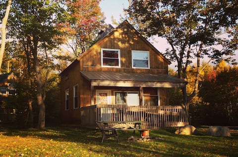 The Tan Chalet and Hot tub at Cabot Shores