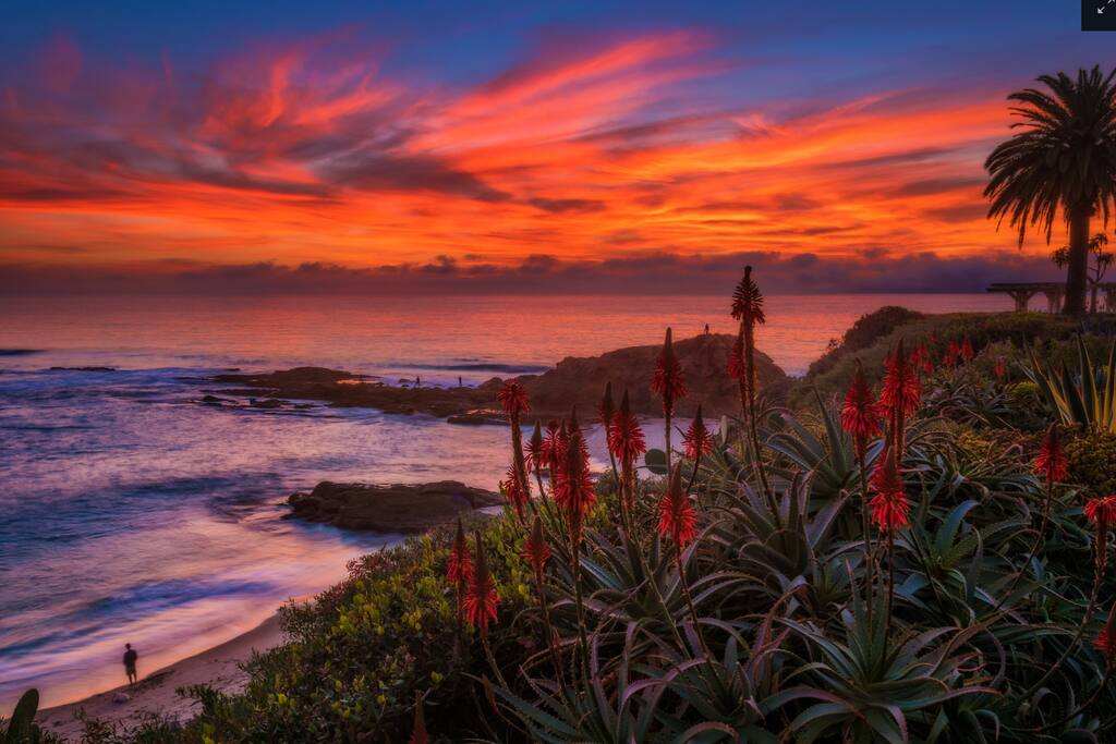 Steps away from the sand.