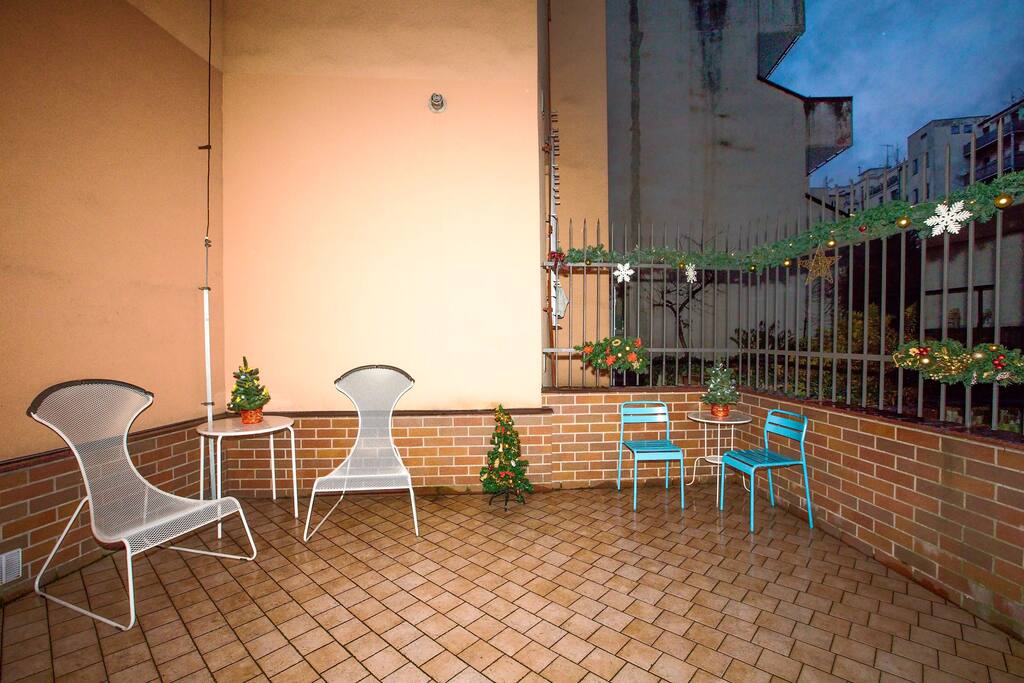 Courtyard with Christmas decoration