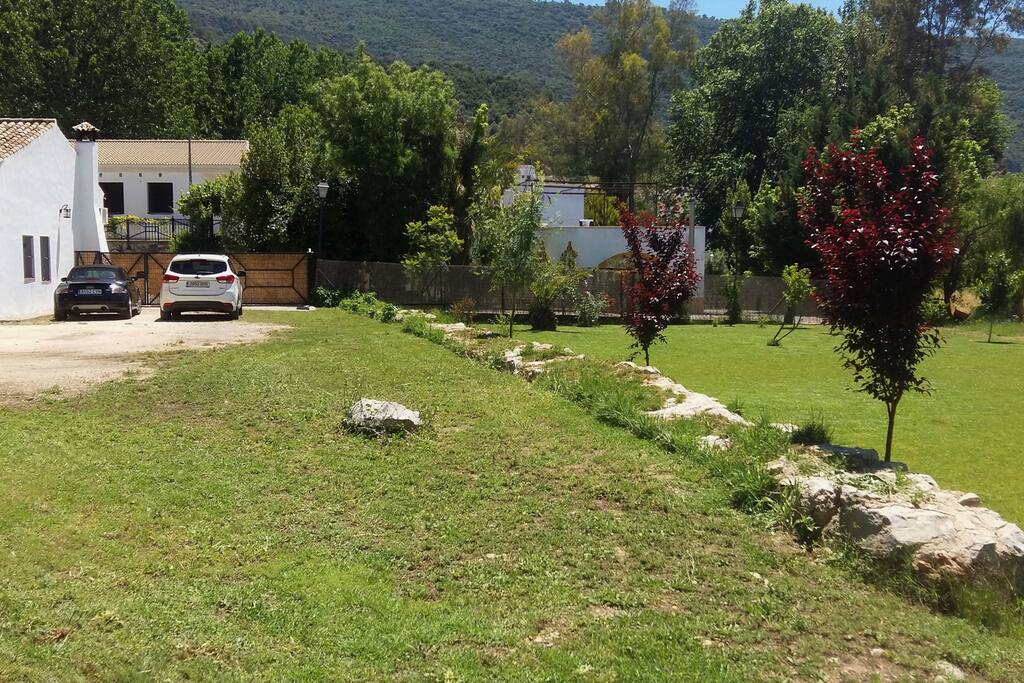 vista trasera y jardin