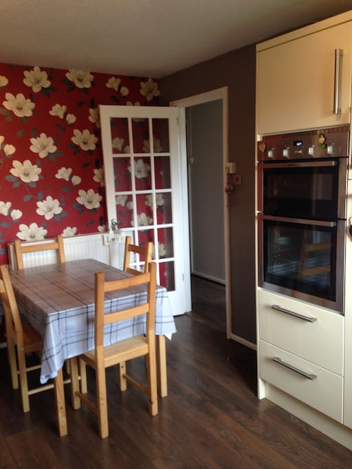 Modern kitchen with kitchen table to seat 4