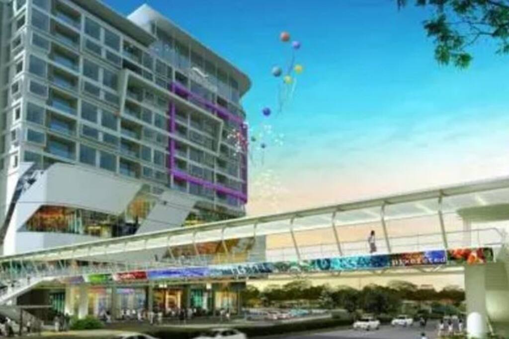 covered walkway to The Spring mall