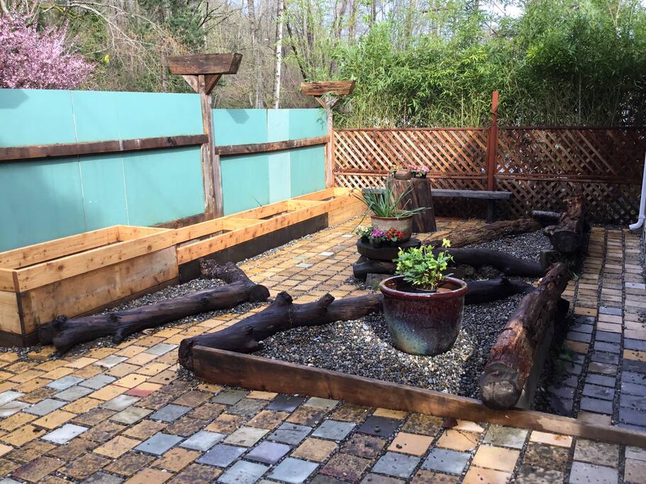 Front yard with planter beds to be filled with edibles!