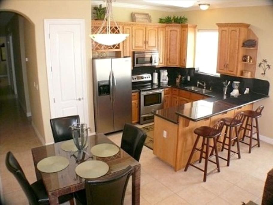 Fully Equipped, Sparkling, Modern Kitchen. Stainless Steel & Granite Surfaces