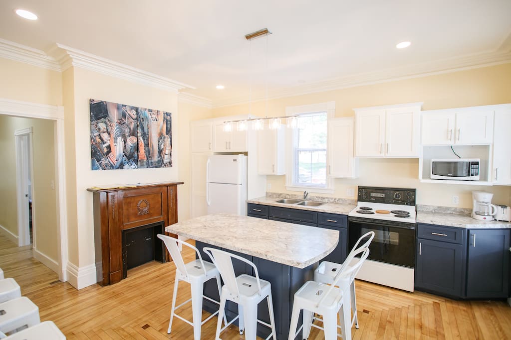 Kitchen with seating for up to eight people