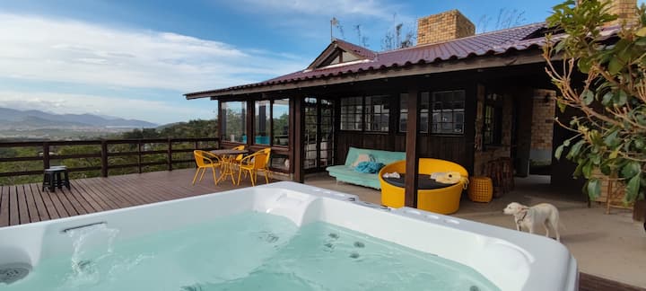 Glass house with fireplace, SPA and beautiful view