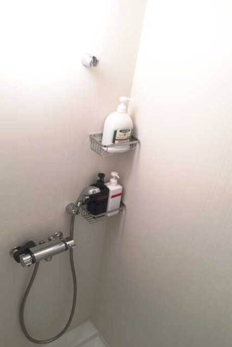 A clean, shared shower room.