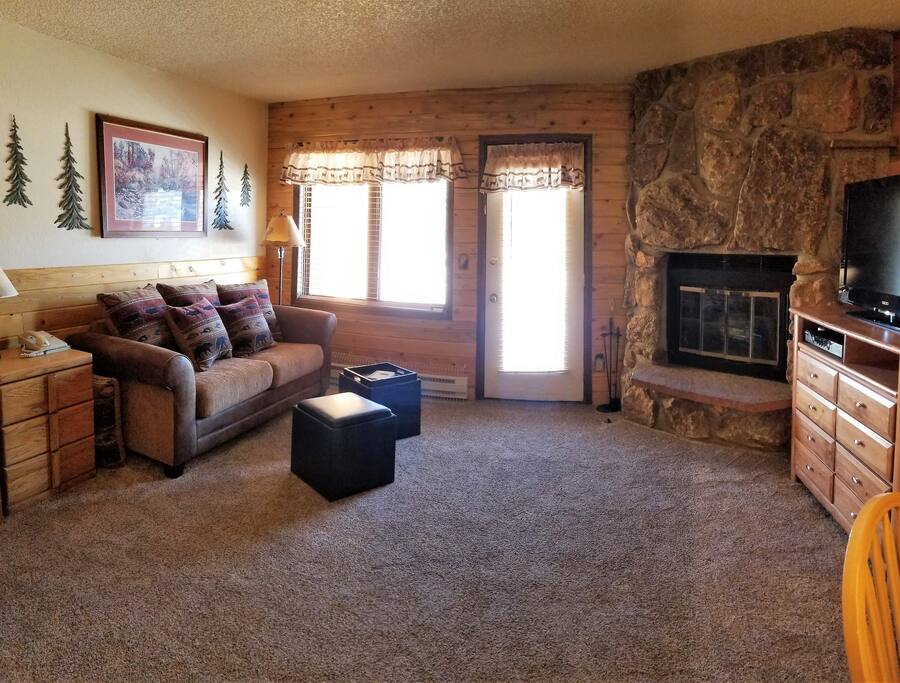 Living room area w/new carpet - expanded view