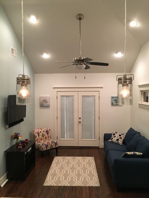 Living room with sofa bed queen size