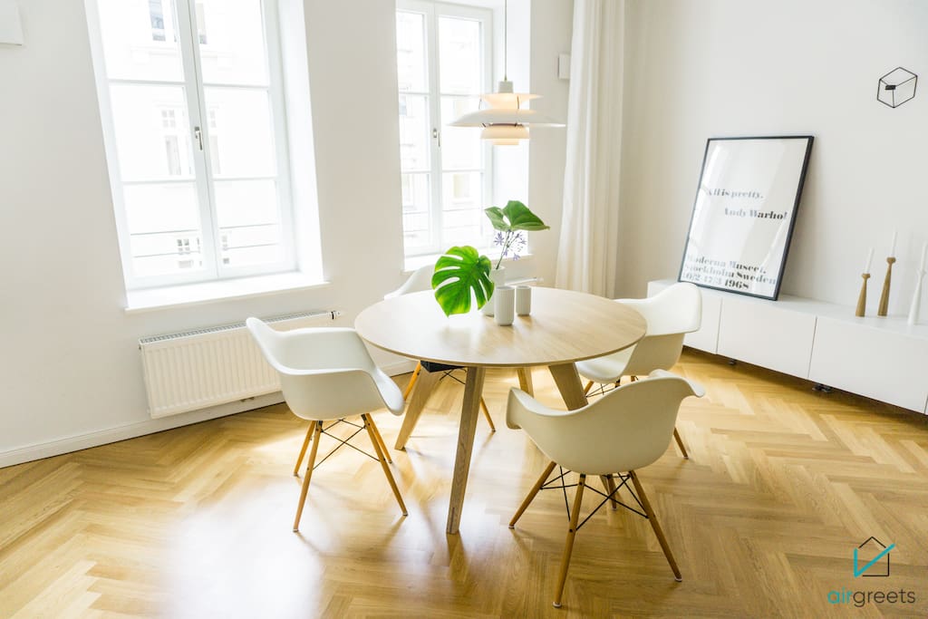 The dining table in the living area offers space up to 4 person.