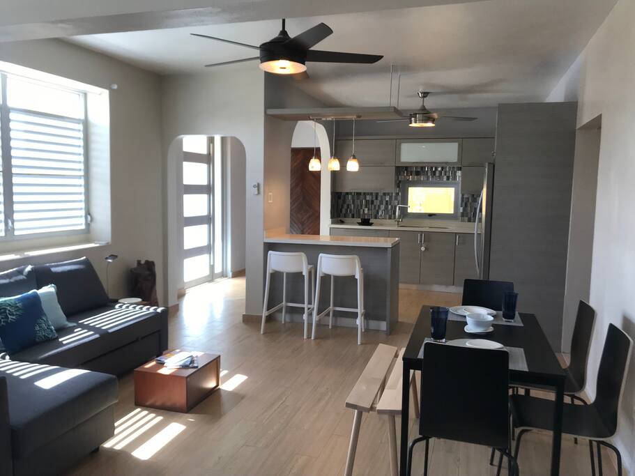Amazing open space in the living room, dinning room and kitchen
