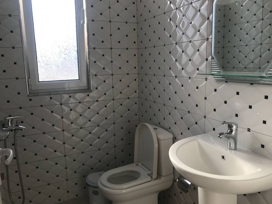 Toilet with all needed amentities.