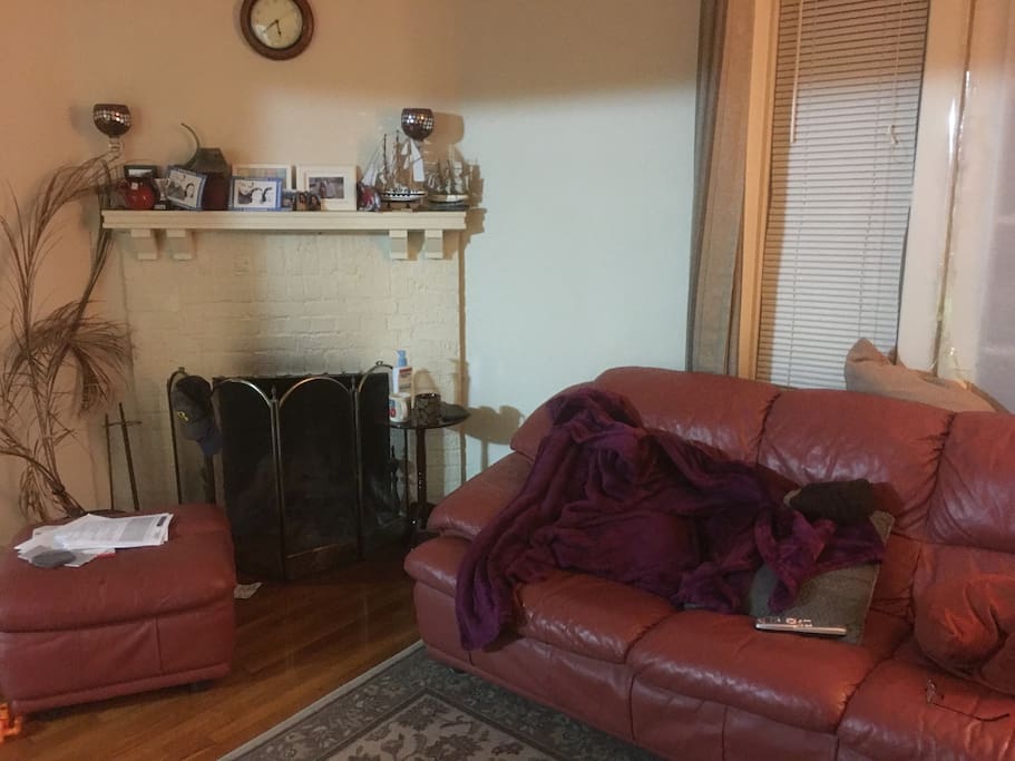 Living room with fire place.
