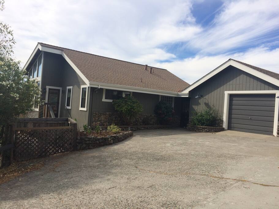 Main entry and garage of the house.